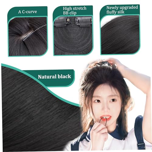 Hair Pieces for Thinning Hair 2PCS 9.8 Inch Invisible Hair Topper Thick Clip on Female Top Hair Pieces for Adding Hair Volume Invisible Hair Clips Thickened Fluffy Hair Piece Fluffy Hair Natural Blac - Image 8