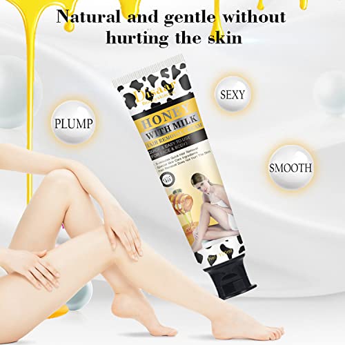 Hair Removal Cream 24k Gold Essence Collagen Argan Oil 3 Minutes Quick & Easy To Use Face Body Legs Depilating Moisturizing 100ml/3.38fl.oz (Honey With Milk) - Image 5