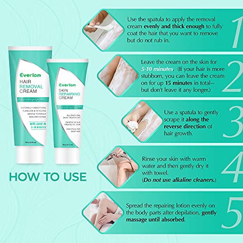 Hair Removal Cream For Women: 2 Pack Premium Gentle Depilatory Cream Inhibitor Kit - Designed for Body Bikini Area and Sensitive & Intimate Regions - Nourishes the Skin With Aloe Vitamin E Jojoba Oil - Image 3
