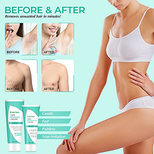 Hair Removal Cream For Women: 2 Pack Premium Gentle Depilatory Cream Inhibitor Kit - Designed for Body Bikini Area and Sensitive & Intimate Regions - Nourishes the Skin With Aloe Vitamin E Jojoba Oil - Image 4