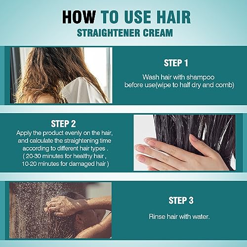 Hair Straightener Cream 3pcs Protein Correcting Hair Straightening Cream Keratin Treatment Silk and Gloss Hair Fast Smoothing Collagen Hair Straightening Cream for All Hair Types and Comb - Image 6