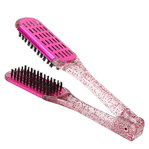 Hair Straightening Comb,Double Sided Hair Brush Clamp Straightener Comb,Straightening Brush for Smoothing and Straight Hair Styles