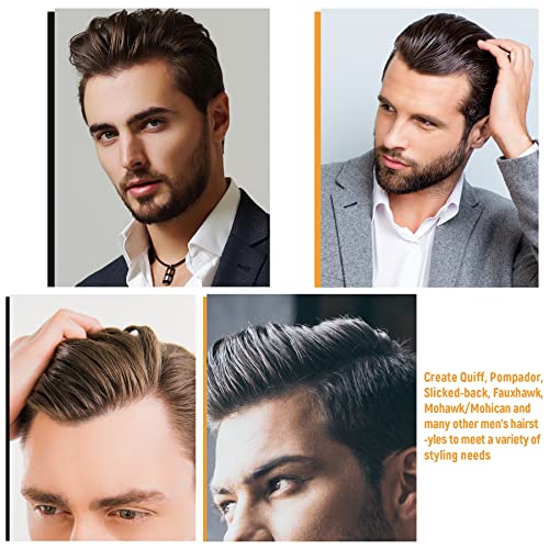 Hair Styling Combs and Brush Set For Men - Quiff Roller Brush For Adding Volume, Mens Styling Combs For Quiff, Pompadour, Slicked-back, Fauxhawk, Undercut - Image 7