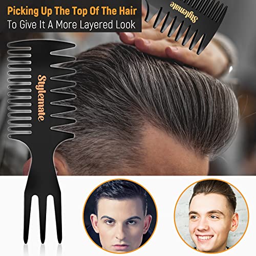 Hair Styling Combs and Brush Set For Men - Quiff Roller Brush For Adding Volume, Mens Styling Combs For Quiff, Pompadour, Slicked-back, Fauxhawk, Undercut - Image 4