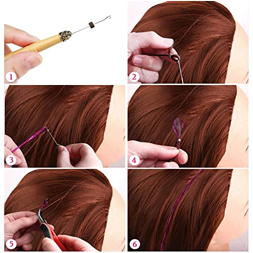 Hair Tinsel Kit With Tool 12 Colors 2400 Strands Tinsel Hair Extensions Fairy Hair Tinsel Heat Resistant, 47 Inches Shiny Sparkly Hair Tinsel Strands Glitter Hair Extensions for Women Girls - Image 7