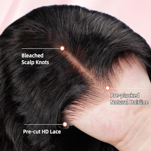 Hair Wear and Go Glueless Wigs Human Hair Pre Plucked Pre Cut Body Wave Lace Front Wigs Human Hair 4x4 Lace Closure Wigs Human Hair Wigs for Black Women Glueless (18 Inch) - Image 4