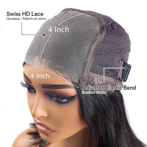 Hair Wear and Go Glueless Wigs Human Hair Pre Plucked Pre Cut Body Wave Lace Front Wigs Human Hair 4x4 Lace Closure Wigs Human Hair Wigs for Black Women Glueless (18 Inch) - Image 5