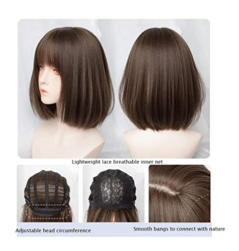Hair Wigs Short Hair For Bobo Head Wig Korean Girl Short Straight Wig Can Full Headgear Wig Set Sweet And Cute Fashion Face Repair Human Hair Wig - Image 2