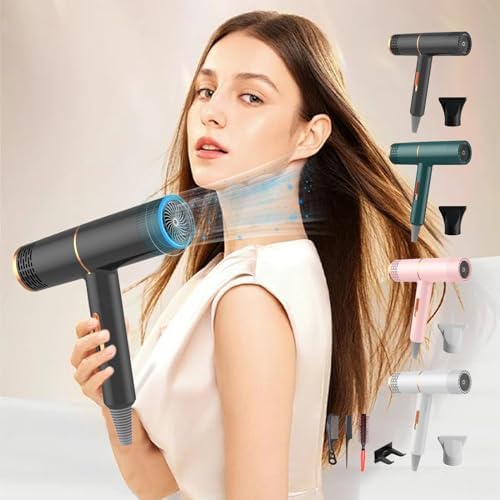 Hair 𝖣𝗋𝗒𝖾𝗋 with Comb, Portable Lightweight Hair 𝖣𝗋𝗒𝖾𝗋 with 3 Speeds Modes, Powerful Fast 𝖣𝗋𝗒𝗂𝗇𝗀, Constant Temperature Hair Care For Normal & Curly Hair, Includes 2 Combs & 1 Stand