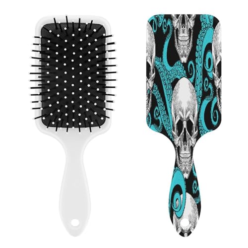 Hairbrush, Air Cushion Massage Comb for Octopus And Skull Hair Brush Anti Static With Nylon Pin For Men Women Girls Ladies Dry Curly Damaged Hair