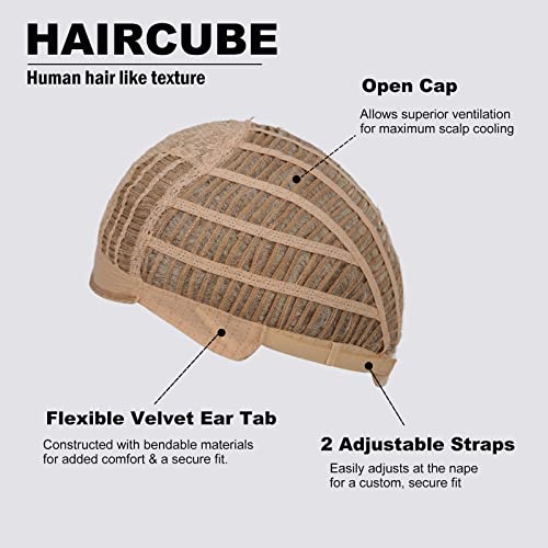 HAIRCUBE Short Silver Gray Wavy Curly Synthetic Wig for Women with Bangs - Medium Size - Image 7