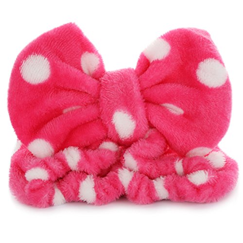 Hairizone Makeup Wrap Headband for Facial Wash Shower Hairband Adjustable Elastic Bowknot Cosmetics Hair Band for Women (Roseo) - Image 2