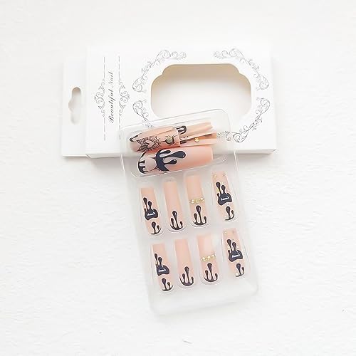Hallowee Extra long Press on Nails Square Fake Nails with Glitter Spider Web Spider Designs False Nails and Rhinestones Acrylic Nails Artificial Matte Full Cover Stick on Nails for Women 24Pcs - Image 2