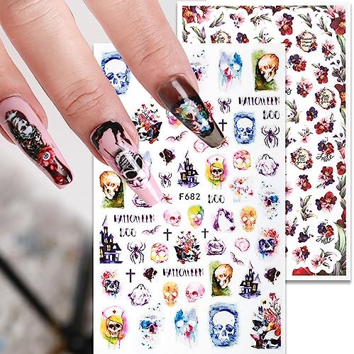 Halloween 3D Self-Adhesive Nail Art Stickers for Women and Girls, 6 Sheets - Image 3