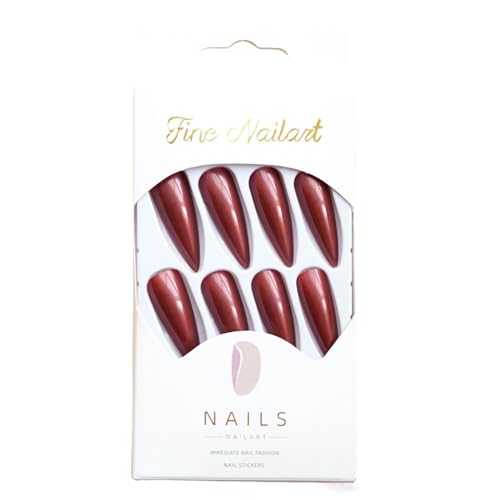 Halloween Nails Long Stiletto Press on Nails Bloody Mary Design Fake Nails Dark Red Witch Nails Glossy Acrylic Nails Stick on Nails Jelly Press on Nails for Women and Girls Cosplay Manicure 24Pcs - Image 4