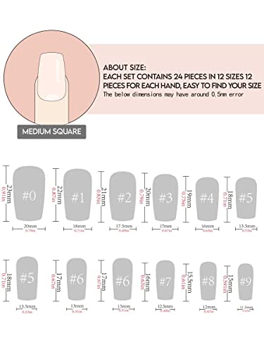 Halloween Press on Nails Medium Square, GLAMERMAID Gothic Glitter Black Glue on Gel Nails, 24Pcs Short Square Acrylic False Nails Kits Reusable UV Finish Full Cover Stick on Nails for Women Gift - Image 2