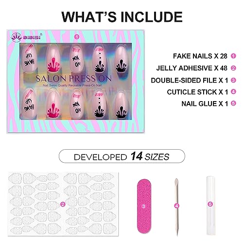 Halloween Press on Nails Short Almond Pink False Nails, Gel Acrylic Fake Nails with Glue, Salon Effect Natural Fit Reusable Glue on Nails Set 14Size 28Pcs, Halloween Design - Image 5
