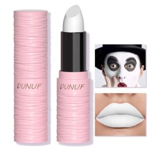 Halloween White Matte Lipstick and Clown White Face Body Paint Stick Set Waterproof