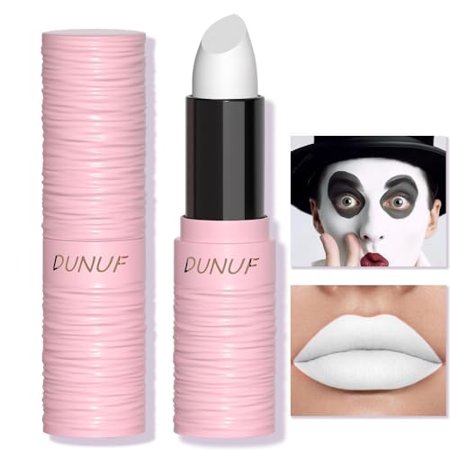 Halloween White Matte Lipstick and Clown White Face Body Paint Stick Set Waterproof