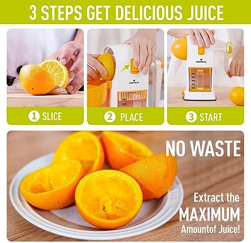 Hand Citrus Juicer, Manual Lemon Orange Juice Squeezer, Max 99% Extraction Rate, Cold Press juicer with Pulp-Filter, Dishwasher Safe Easy to Cleanup - Image 3