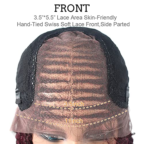 Hand Tied Swiss Lace Front Cornrow Braided Wigs with Baby Hair for Black Women Lightweight Box Braids Glueless Wigs Kanekalon Synthetic(5.5X3.5", 31 Inch, 1B/99JT Black Mix Wine Red) - Image 5