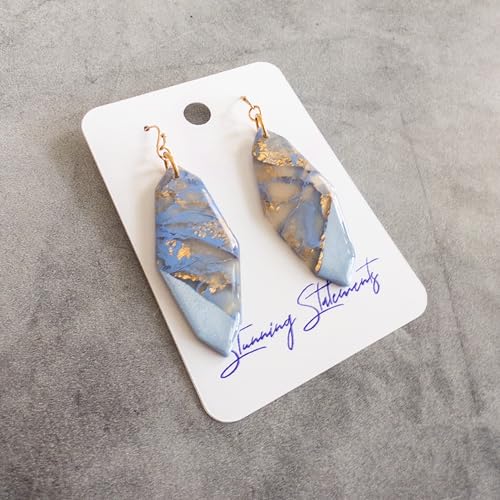 Handmade Lightweight Dangle Colorful Multicolored Clay Earring - Large Delilah (Pale Blue) - Image 2