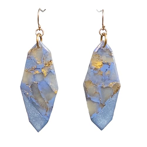 Handmade Lightweight Dangle Colorful Multicolored Clay Earring - Large Delilah (Pale Blue)