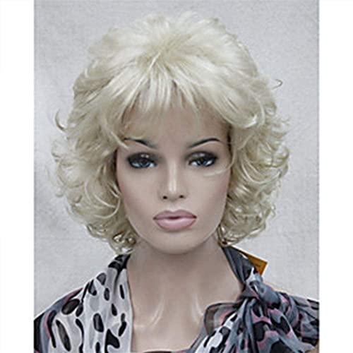 Handmade Short Silver White Fluffy Women's Wig - Realistic European Style, Medium Size - Image 2