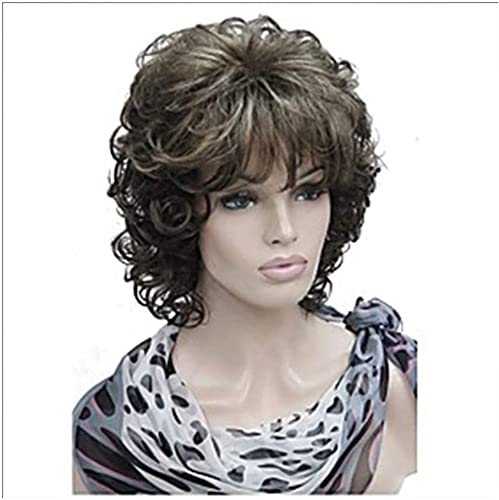 Handmade Short Silver White Fluffy Women's Wig - Realistic European Style, Medium Size
