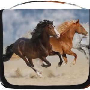 Large Galloping Horse Design Hanging Travel Toiletry Bag Cosmetic Organizer