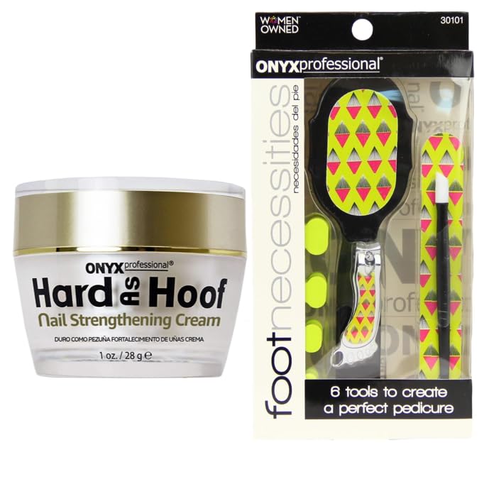 Hard As Hoof Nail Strengthening Cream with Coconut Scent, Nail Growth & Conditioning Cuticle Cream & 6PC Pedicure Kit Footcare Set - Foot File, Toe Spacers, Cuticle Pusher, Nail File, Nail Clipper