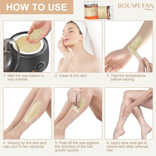 Hard Wax Beads for Hair Removal, Yovanpur Wax Beans For Sensitive Skin, Wax Beads for Brazilian Waxing, Leg Face Eyebrow, Home Pearl Wax For Women Men, 300g (10 Oz)/bag with Wax Spatulas (Light Cream) - Image 5