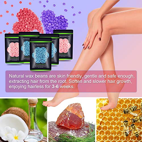 Hard Wax Beans 17.5Oz 1.1lb, Hair Removal Hard Wax Beads Body Brazilian Pearl Waxing Beads For Women Men 10 Waxing Spatulas For Bikini, Eyebrow, Face, Armpit 5 Packs - Image 7