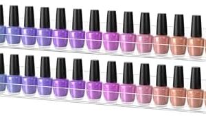 HBlife 24 Inch Clear Acrylic Nail Polish Rack for 48 Bottles Wall Mounted Display