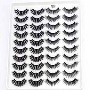 HBZGTLAD 20 pairs natural false eyelashes fake lashes long makeup 3d mink eyelashes eyelash extension mink eyelashes for beauty (GL07)
