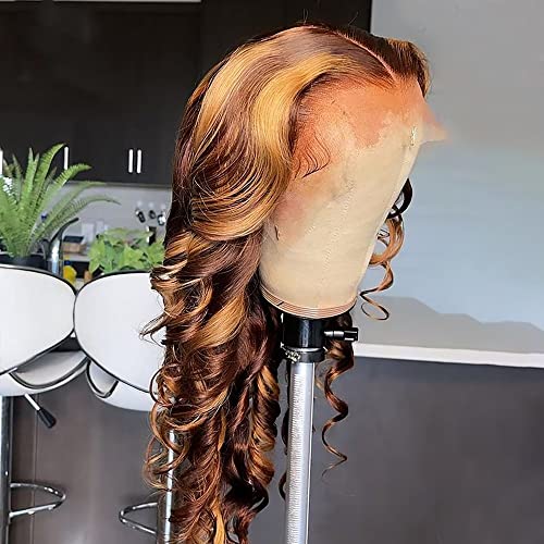 HD Transparent 13x6 Lace Front Wig Loose Deep Wave Wig Honey Blonde Lace Front Wigs 4t27 Ombre Colored Human Hair Wigs Highlight Body Wave Crystal Lace Brazilian Hair 150% Remy Virgin Hair 26 - Image 4
