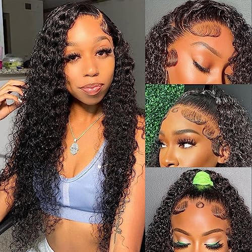 13x4 HD Transparent Deep Wave Lace Front Wig 180% Density Pre Plucked for Black Women