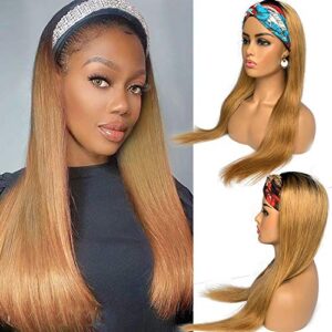 Headband Wigs Long Straight Human Hair Wigs for Black Women Non Lace Front Wigs Ombre Honey Blonde Colored 22 inch 150% Density Full Thick Ends