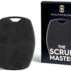 HEALTHYSCRUB® - The Scrub Master for Sensitive Dry Skin - Exfoliating Silicone Body Scrubber - Shower Scrub for Body - Long Lasting & No-Slip Handle