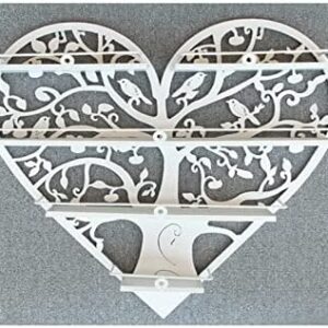 White Heart Shape Metal Wall-Mounted Nail Polish Storage Rack 60x60x6cm for Salon