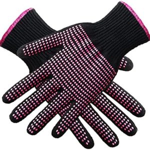 Heat Gloves for Hair Styling,2Pcs Heat Resistant Gloves with Silicone Bumps