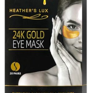 Heather's Lux 24K Gold Eye Masks Under Eye Patches Eye Gels for Dark Circles, Puffy Eyes, Puffiness, Wrinkles, Fine Lines, Rejuvenating, Hydrating, Anti-Aging (20 Pairs per Box)