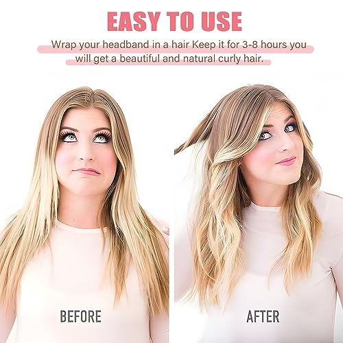 Heatless Curlers to Sleep in Heatless Curling Rod Headband For Long Hair Overnight No Heat Curls For Women velvet Hair Rollers, Bottle, Hair Clips, Scrunchie, Rat-tail Comb, 6 Pieces Set (pink) - Image 2
