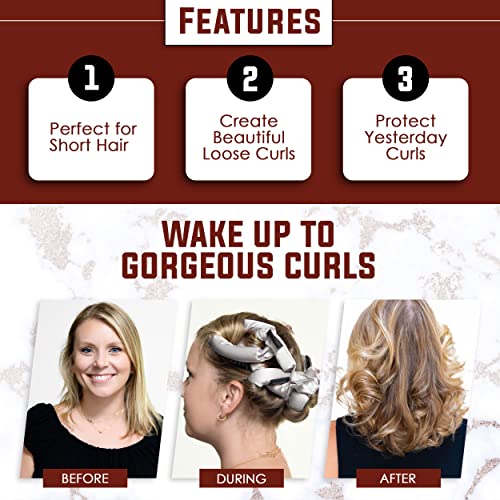 Heatless Hair Curler - 6Pc short Heatless curling rod headband | Heatless curls for long hair curling ribbon | Silk hair curlers to sleep in | flexi curling rods for hair (BLACK SILVER) - Image 3