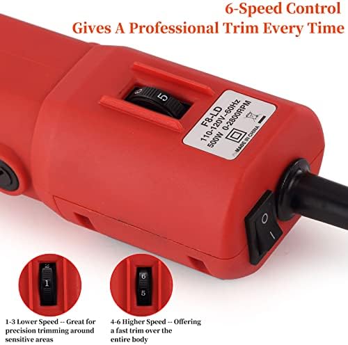 Heavy Duty Clippers for Thick Coats Animals, 500W Professional Electric Shearing Machine for Horse Pony Cattle and Large Dogs Livestocks Grooming, 6 Speed & 2 Detachable Shearing Blades - Image 5