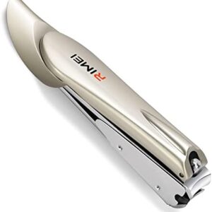 Heavy Duty Nail Clippers for Thick Fingernails Toenails, Professional Nail Cutter with Catcher, Sharp and Durable Nail Care Grooming Kit for Men Women Seniors (Nickel Color)