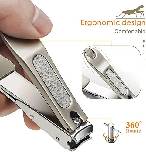 Heavy Duty Nail Clippers for Thick Fingernails Toenails, Professional Nail Cutter with Catcher, Sharp and Durable Nail Care Grooming Kit for Men Women Seniors (Nickel Color) - Image 3