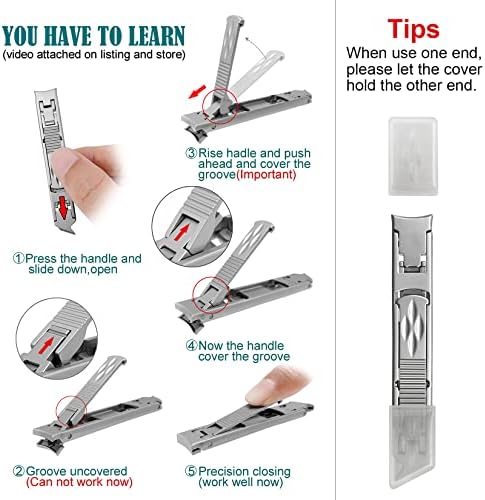 **Heavy Duty Nail Clippers for Thick Nails, Integrated Safety Lock and File, Slim Silver Design** - Image 5