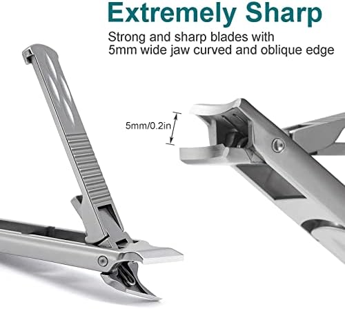 **Heavy Duty Nail Clippers for Thick Nails, Integrated Safety Lock and File, Slim Silver Design** - Image 3