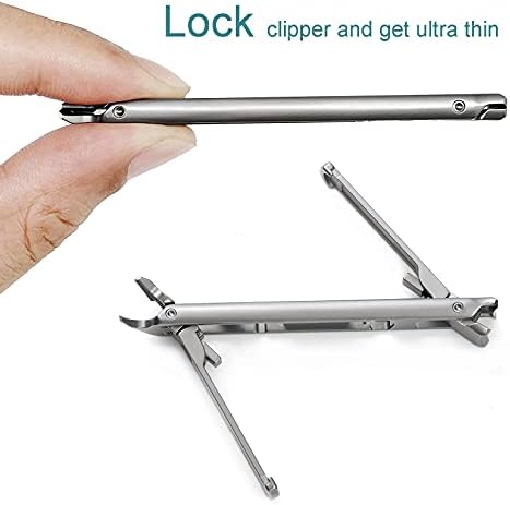 **Heavy Duty Nail Clippers for Thick Nails, Integrated Safety Lock and File, Slim Silver Design** - Image 2